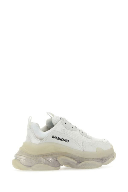 BALENCIAGA | White synthetic leather and fabric Triple S sneakers