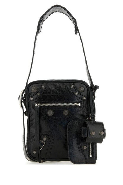 BALENCIAGA | Black leather Le Cagole Men crossbody bag
