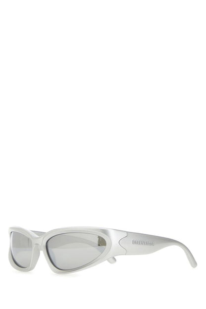 BALENCIAGA | Silver acetate Swift Oval sunglasses