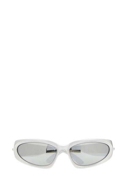 BALENCIAGA | Silver acetate Swift Oval sunglasses