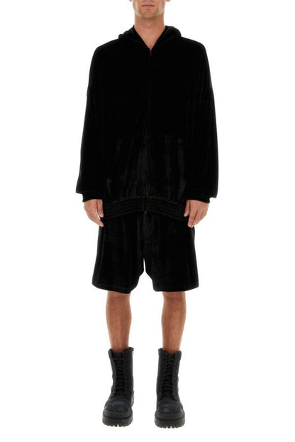 BALENCIAGA | Black velvet oversize sweatshirt