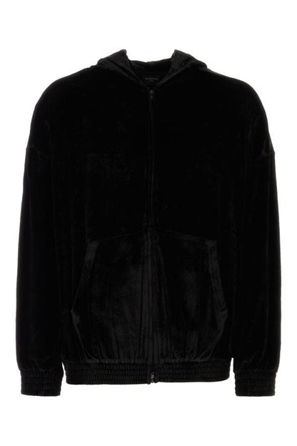 BALENCIAGA | Black velvet oversize sweatshirt