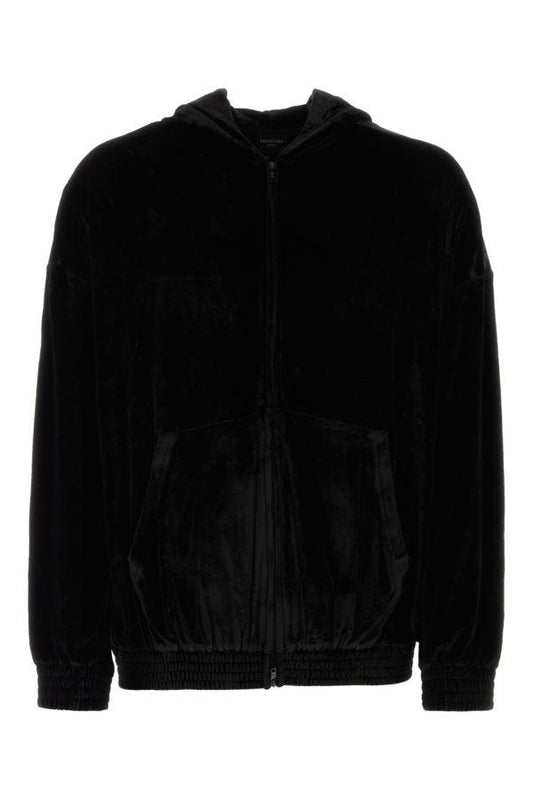 BALENCIAGA | Black velvet oversize sweatshirt