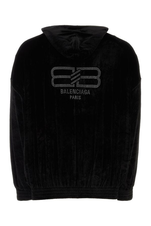 BALENCIAGA | Black velvet oversize sweatshirt