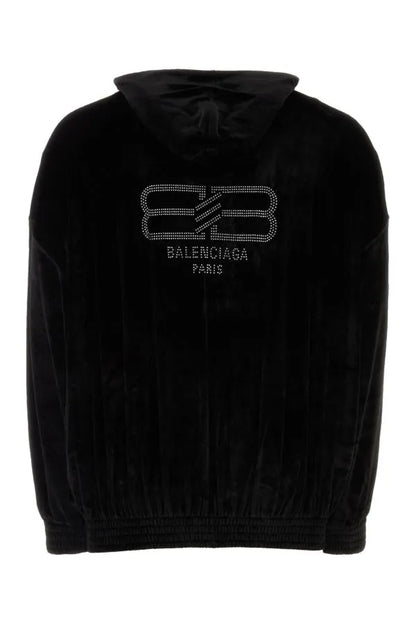 Balenciaga | ブラック ベルベット オーバーサイズ スウェットシャツ