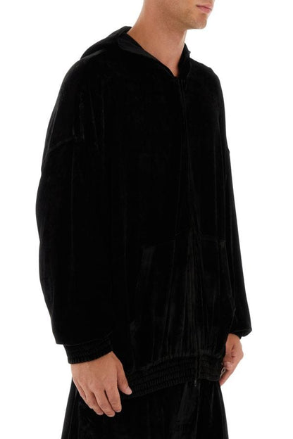 BALENCIAGA | Black velvet oversize sweatshirt