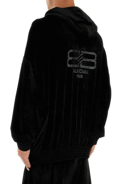 Balenciaga | ブラック ベルベット オーバーサイズ スウェットシャツ