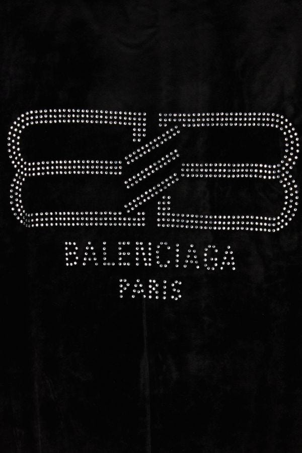 BALENCIAGA | Black velvet oversize sweatshirt