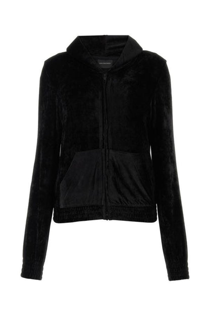 BALENCIAGA | Black velvet sweatshirt