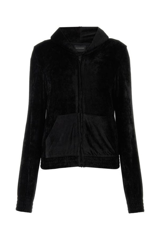 BALENCIAGA | Black velvet sweatshirt