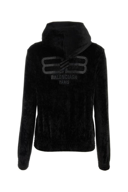BALENCIAGA | Black velvet sweatshirt