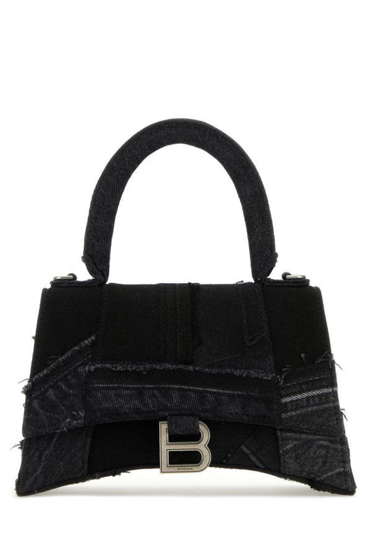 BALENCIAGA | Black denim small Hourglass handbag