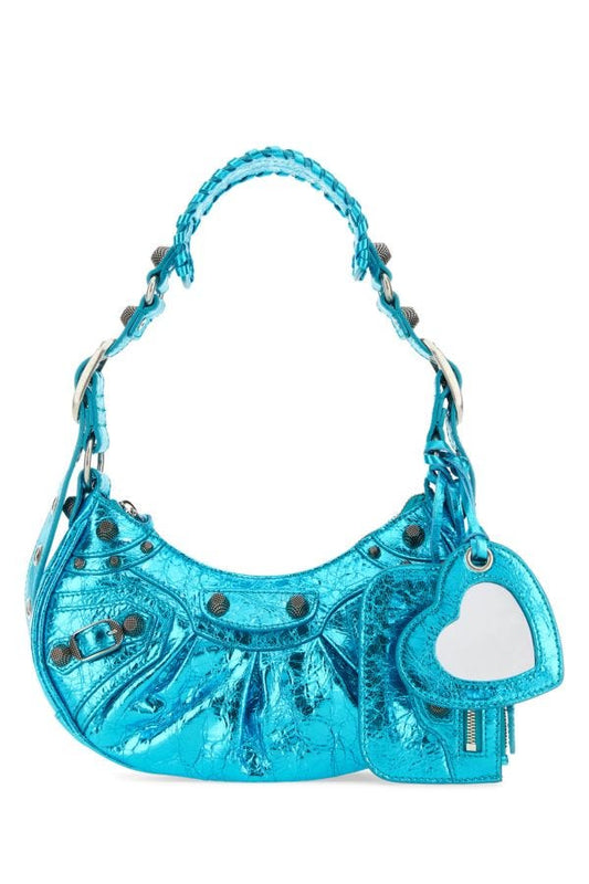 BALENCIAGA | Turquoise nappa leather Le Cagole XS shoulder bag