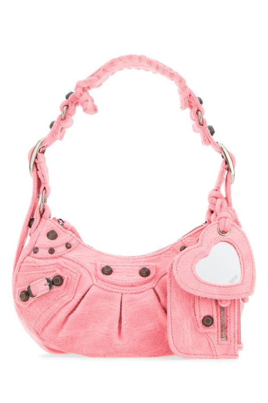 BALENCIAGA | Pink terry fabric Le Cagole XS shoulder bag
