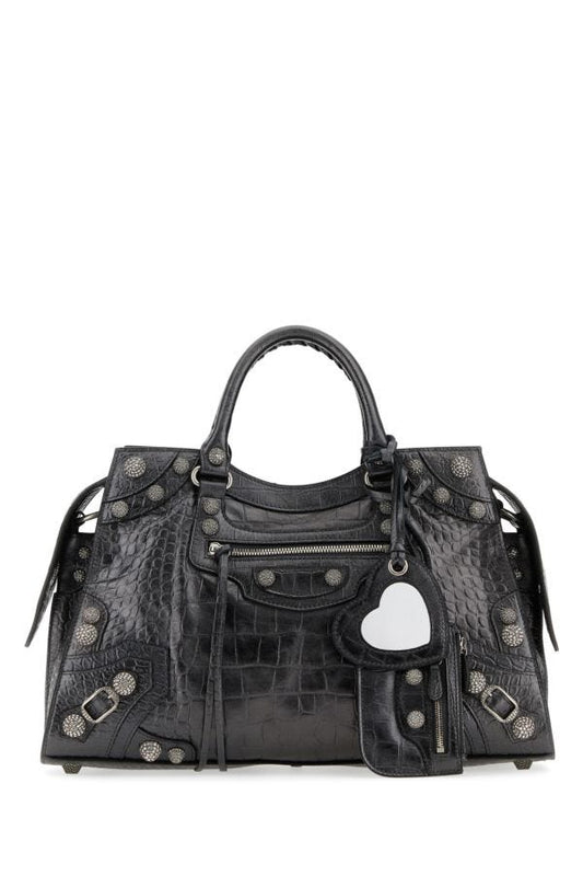 BALENCIAGA | Lead leather Neo Cagole City handbag