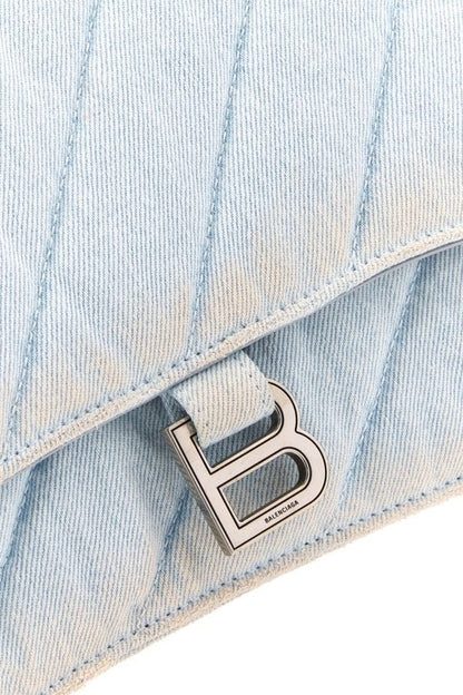 BALENCIAGA | Light-blue denim Crush M shoulder bag