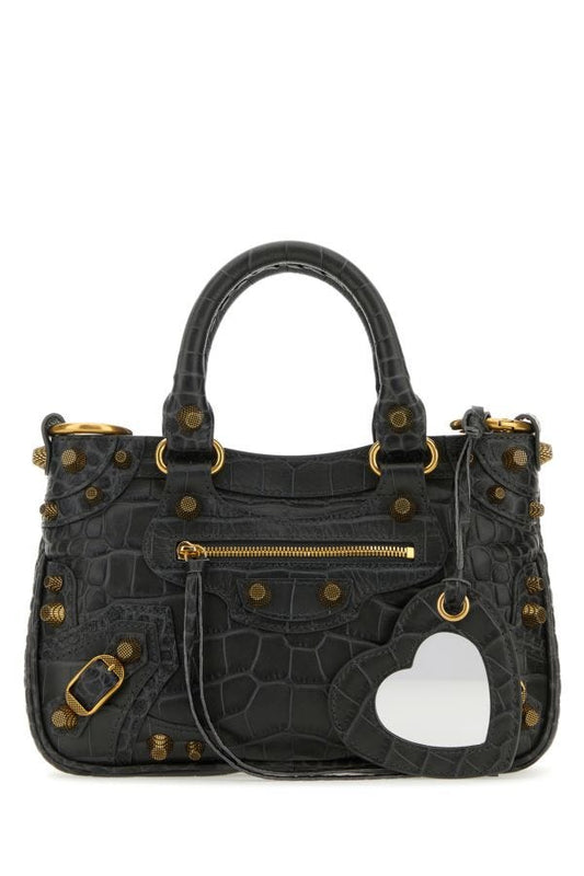 BALENCIAGA | Charcoal leather Neo Cagole S handbag