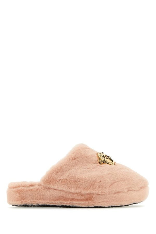 VERSACE | Light pink eco fur slippers