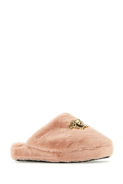 VERSACE | Light pink eco fur slippers