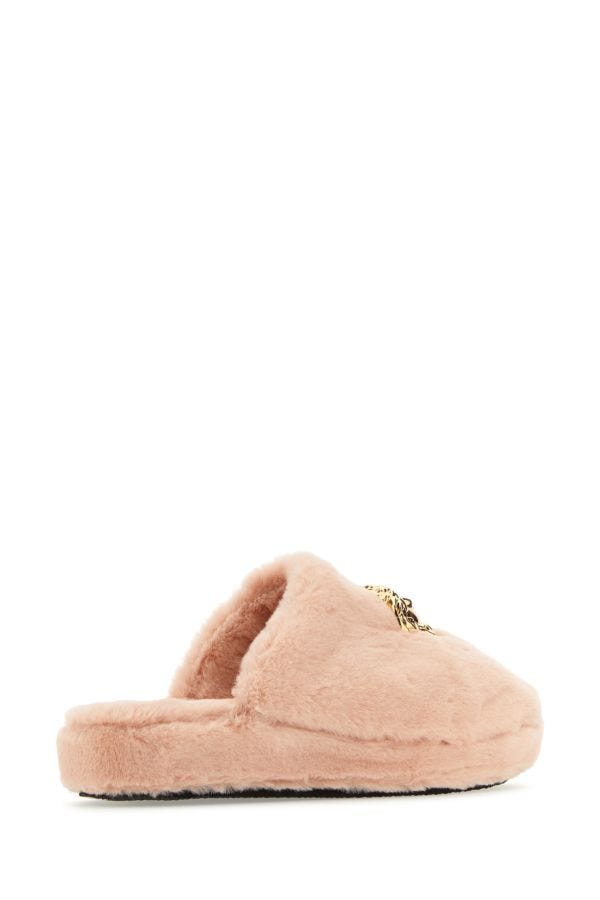 VERSACE | Light pink eco fur slippers