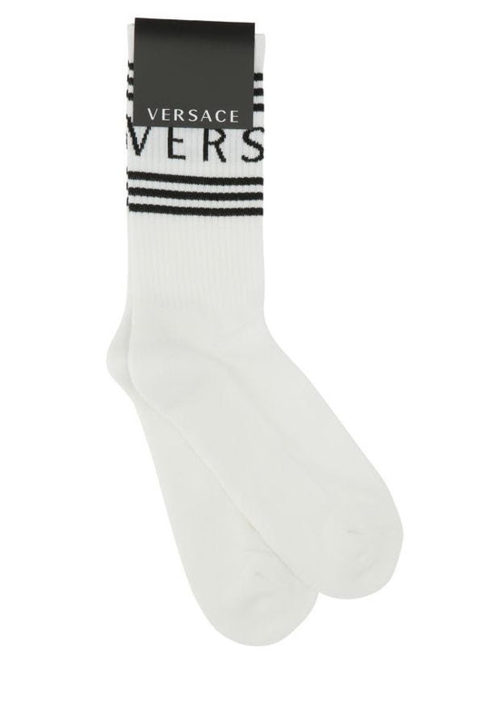 VERSACE | White stretch cotton blend socks