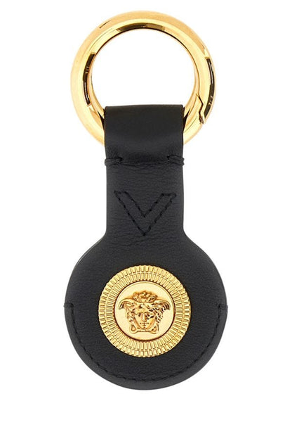 VERSACE | Black leather keyring