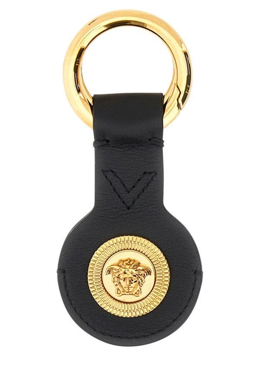 VERSACE | Black leather keyring