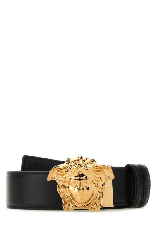 VERSACE | Black leather reversible belt