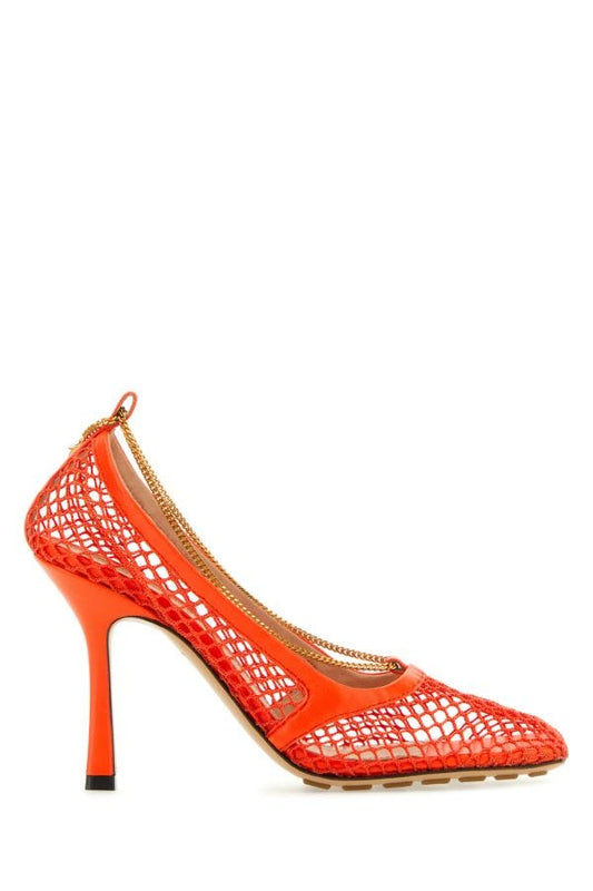 BOTTEGA VENETA | Orange mesh Stretch pumps