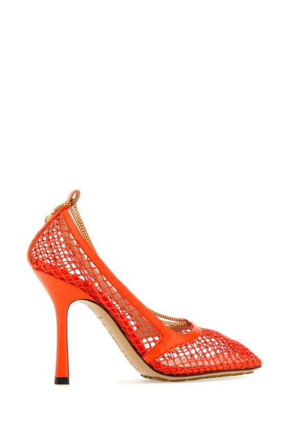 BOTTEGA VENETA | Orange mesh Stretch pumps