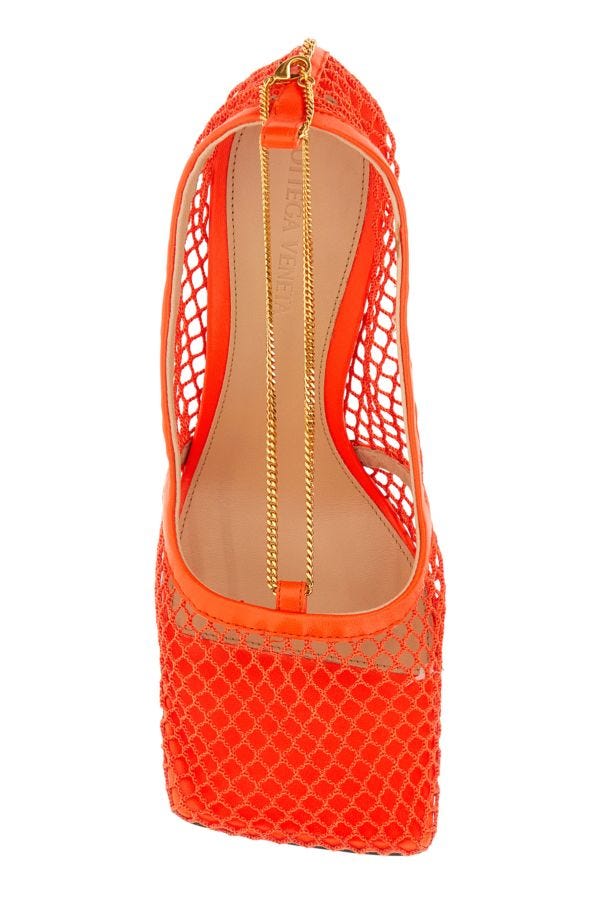 BOTTEGA VENETA | Orange mesh Stretch pumps
