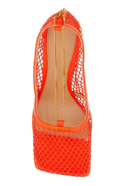 BOTTEGA VENETA | Orange mesh Stretch pumps