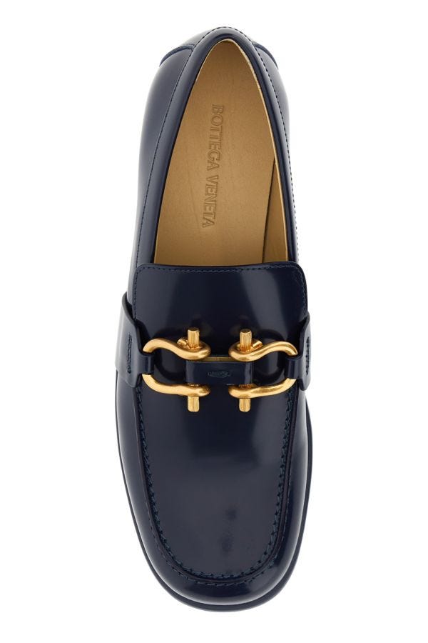 BOTTEGA VENETA | Navy blue leather Monsieur loafers