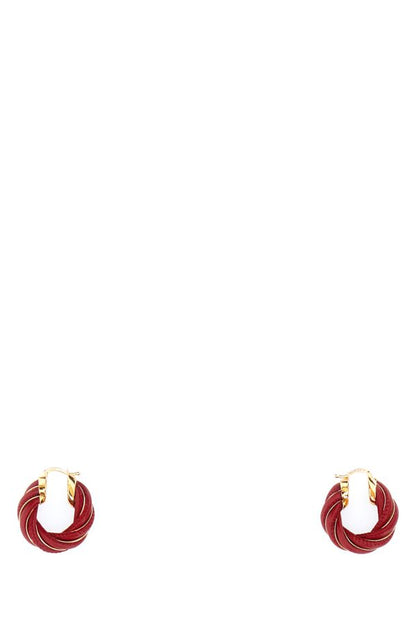 BOTTEGA VENETA | Tiziano red nappa leather and 925 silver Twist earrings