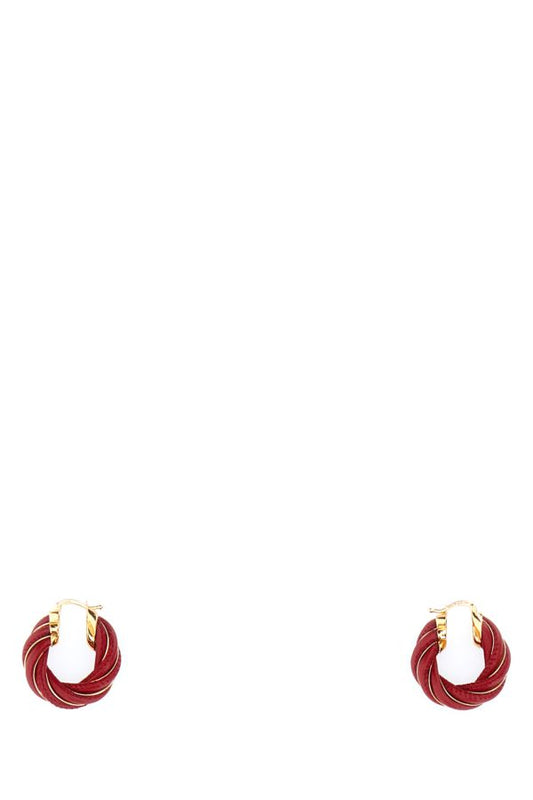 BOTTEGA VENETA | Tiziano red nappa leather and 925 silver Twist earrings