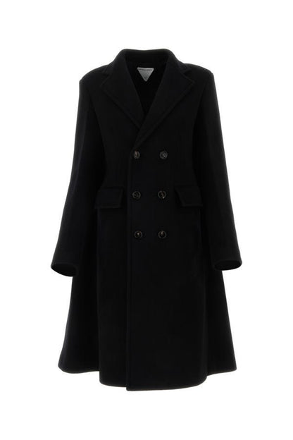 BOTTEGA VENETA | Black wool blend cape coat