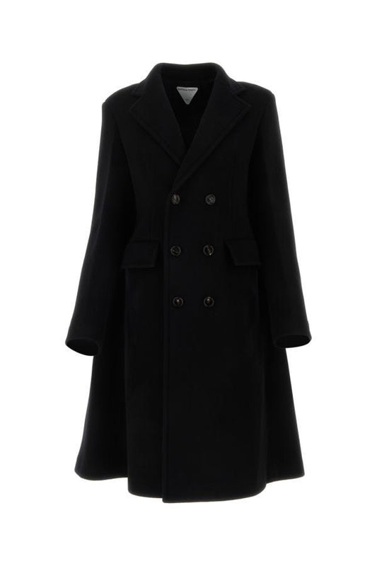 BOTTEGA VENETA | Black wool blend cape coat