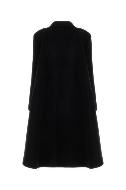 BOTTEGA VENETA | Black wool blend cape coat