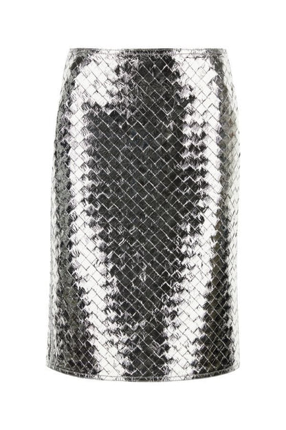 BOTTEGA VENETA | Silver nappa leather skirt