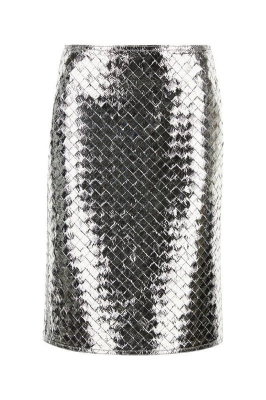 BOTTEGA VENETA | Silver nappa leather skirt