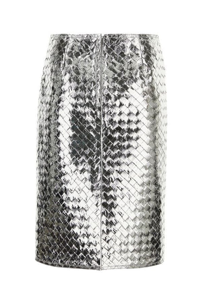 BOTTEGA VENETA | Silver nappa leather skirt