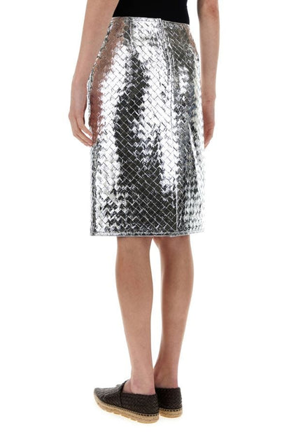 BOTTEGA VENETA | Silver nappa leather skirt