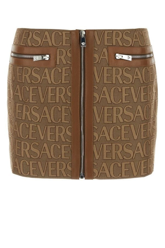 VERSACE | Embroidered jacquard mini skirt