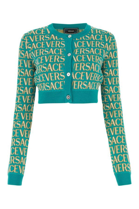 VERSACE | Embroidered cotton blend cardigan
