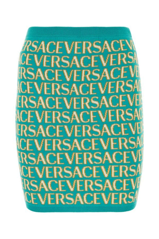 VERSACE | Embroidered stretch cotton blend Versace Allover mini skirt