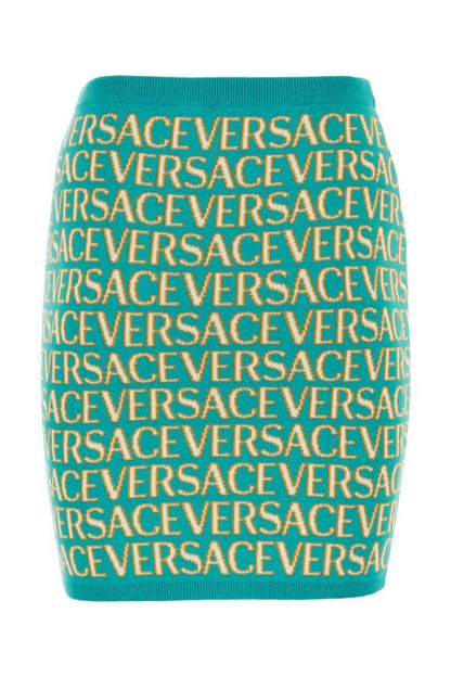 VERSACE | Embroidered stretch cotton blend Versace Allover mini skirt