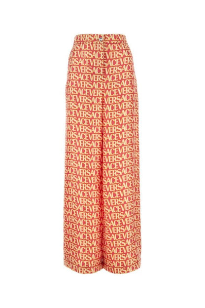 VERSACE | Printed silk wide-leg pant