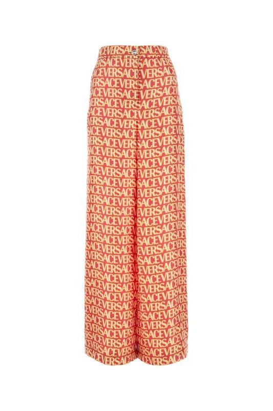 VERSACE | Printed silk wide-leg pant