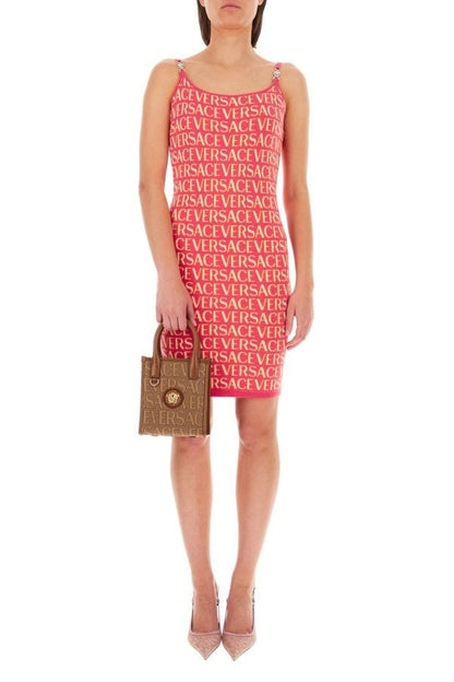 VERSACE | Embroidered knit mini dress