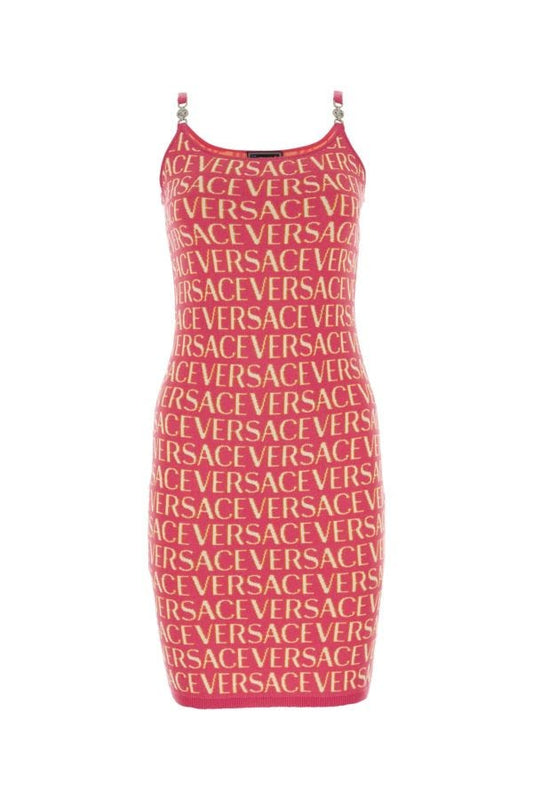 VERSACE | Embroidered knit mini dress
